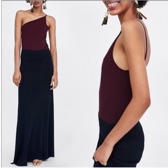 Zara Tops - Zara Knit Plum Burgundy One Shoulder Body Suit